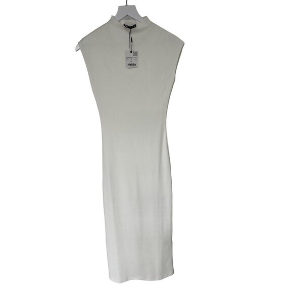Zara White/Ivory Soft Stretch Midi Dress - Picture 6 of 9